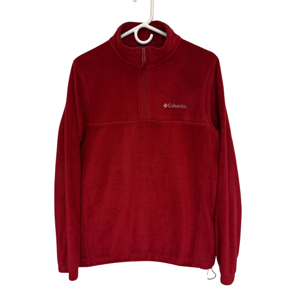 Columbia Quarter Zip Fleece Pullover Sweatshirt Men’s Medium Red